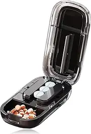 Tablet Divider, Multiple Pill Cutter, Tablet Divider for All Tablets, Portable, 1 in 2 Divided, Multifunctional Medicine Cutter, Medicine Box (Black)
