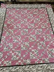 VTG Handmade Cotton Fabric Patchwork quilt top 76”X 92”