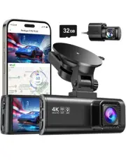 REDTIGER Dash Cam Front Rear,4K/2.5K Full HD Dash Camera for Cars,Free 32GB Card