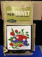 Vintage Cast Iron Trivet Floral Wall Decor Japan Lobeco New In Box