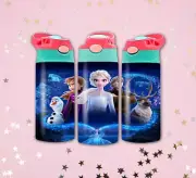 Frozen Elsa & Anna 12oz Kids Water Bottle Tumbler Stainless Steel Flip Top