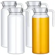 4 Pcs Acrylic Pitcher with Lid Unbreakable Clear Plastic Pitcher Juice Contai...
