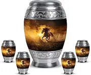 Horse Urns for Human Ashes Adult Man - Large Urns for Human Ashes Adult Female - Urn for Ashes for Women - Wild Stallion at Sunset Decorative Cremation for Male (Combo of 5, 10" & 3")