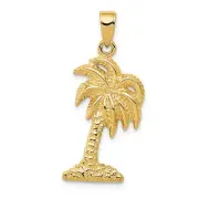 Real 14kt Yellow Gold Palm Tree Pendant