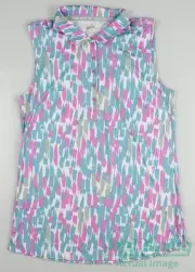 New Womens Puma Cloudspun Three Brush Sleeveless Polo Small White/Mauve MSRP $55