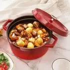 Cast Iron Enamel Pot Enamel Stockpot Easy to Clean with Lid Cooking Pot Saucepan