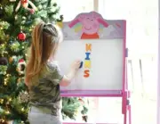 Kids Art Easel Peppa Pig Pink Wood Creative Learning Draw Dry Erase White Board