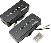 Wilkinson M Series Stacked P90 Soapbar Ceramic Magnet Humbucker Sized Single Coil Pickup Neck Bridge Pickups Set 10K/16K for SG LP Style Electric Guitar, Black