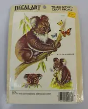 Vtg Decal-Art Decals Koala Bear Retro Craft Water Applied Glass Wood Tin NOS
