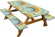 Fitted Picnic Table Cover,Waterproof Camping Tablecloth | Camping Tablecloth with Elastic 72x30 Inch Fitted Rectangle 6 Ft Table Cloth for Travel