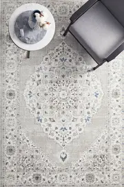 Rug Culture Silver & Navy Silk Look Transitional Rug