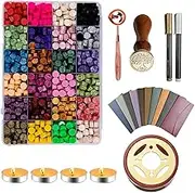 Wax Seal, Wax Seal Stamp kit, Comes with Heater, Vintage Envelope, Wax Melting Spoon and More. Sealing Wax, for Making Wedding Invitations, Letters and Other Craft Projects (Multicolor)