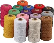 Homoyoyo 1PC Natural Cotton Rope Grey Braided Thread for Crafting Knitting Macrame and Tapestry Projects Multi Purpose Handmade Supplies for Wall Hangings and Plant Hangers