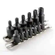 New 15 Pc 1/4" & 3/8" Drive Impact Tamper Star Proof Bit Torx Bits Auto Tools