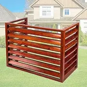 Aluminum Air Conditioner and Heat Pump Cover, Trash Can Screen Fence Pool Equipment Fence, Outdoor Air Conditioner Fence Privacy Screen, Easy Assembly(Color:Almond 4 Side,Size:3p)-1