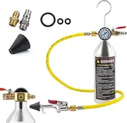 Flush Kit For AC - Air Conditioning Pipeline Cleaning Tool - High Performance Automotive AC Pipe Cleaner Tool With Gauge And Hose For Truck RV