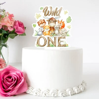 Jungle Animal Safari Wild One Pre-cut Edible Stand-Up Wafer Card Cake Topper