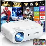 Projector with WiFi and Bluetooth, 5G WiFi Native 1080P 14000L 4K Supported USB