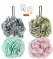4pk (60g/pc) Novosun Loofah Bath Sponge Luffa Loufa Body Scrubber Mesh Pouf