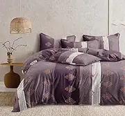300TC Premium Glace Cotton Printed Super King Size Double Bedsheet with Two Pillow Covers, 108 * 108 Inches or 9ft by 9ft or 275 cm x 275 cm (Purple Multi Printed)