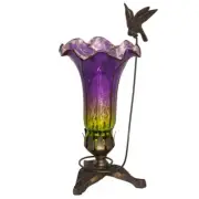 10.25"H Hand Blown Mercury Glass Hummingbird Lily Lamp