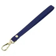 Leather Wristlet Strap for Purse, Clutch, Wallet(Dark Blue Leather, Gold Clasp)
