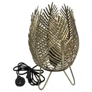 Willow & Silk Metal 31cm Golden Leaf Bedside Table Lamp Shelf/Home/Room Decor