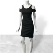 Zac Posen Cold Shoulder Black Mini Dress Sz 8 Gothic Witchy Rock N Roll