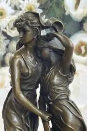 Hand Made Two Sisters Bronze Sculpture Classic Artwork by Moreau Figurine Decor