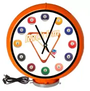 Pool Room Rack Billiards Orange Lighted Gas Pump Globe Advertising Quartz Clock