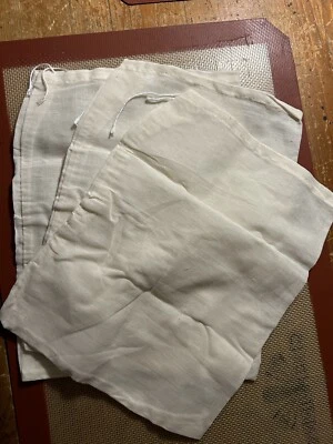 3X NUT MILK BAG FOOD STRAINER LINEN WEAVE COTTON 7.5”W x 9.5”H WITH DRAW STRING