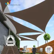 Brown Triangle Sun Shade Sail With Steel Cable Canopy Awning Anti-UV Customize
