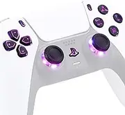 eXtremeRate Multi-Colors Luminated Dpad Thumbstick Share Home Face Buttons for PS5 Controller, Black Classical Symbols Buttons DTF V3 LED Kit for PS5 Controller - Controller NOT Included