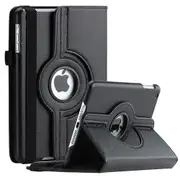 For Apple iPad 8th Gen Cover, iPad 8 Generation 10.2 2020 Leather Smart 360 Rotate Flip Stand Case Cover (Black)