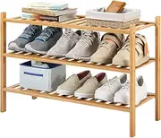 Furshus 3-Tier Bamboo Shoe Rack for Entryway, Stackable | Heavy Duty | Multi-Function, Free Standing Shoe Racks for Bedroom Hallway Closet