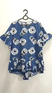 Alice McCall Blue Love Bomb Print Neneh Cherry Playsuit Romper Jumpsuit 8 RRP320