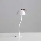 White Sleek Minimalist LED Mushroom Table Lamp - Rechargeable 3-Color Touch Cont