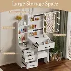 White Dressing Table with LED Lights Mirror & Stool Vanity Set Makeup Desk Large