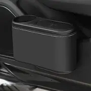 Car Trash Can with Lid,Mini Car Garbage Can Leakproof Trash Bin for Car,Automotive Garbage Container Accessories (Black)