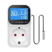 Digital Temperature Controller Socket Outlet Thermostat with Time Sensor Probe Heating Cooling Swit White