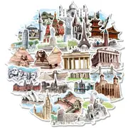 40 pcs/pack World Architecture Tourism PVC Stationery Stickers Scrapbooking DIY Diary Album Stick Label