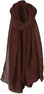 ZEBEYE Elegant Soft Wraps Ladies Scarves,Long Scarves, Women Solid Color Long Scarf Wrap Vintage Cotton Linen Large Shawl Hijab Elegant Fuchsia (Color : Dark Coffee), Dark Coffee