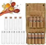 Dokeno Portable Spice Bag with 9 Spice Jars, Spice Bottle Holder, Spice Container, Outdoor Spice Storage Bag, Camping Spice Set, Spice Jars with Bag for Hiking, Picnic, Camping