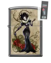 Zippo 82272 mask rose woman costume halloween Lighter + FLINT PACK
