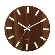 Wooden Wall Clock Glow In The Dark Silent Quartz Indoor Living Room Luminous