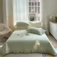 100% 純棉素色絎縫床蓋 鋪棉床單 不容易移位 花邊款床單 枕頭套 精梳棉床蓋 YCF3