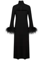 16 Arlington Odessa Feather-trimmed Maxi Dress - Black - 14 (UK 14 / L) 14 (UK 14 / L)