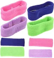 [KOMBIUDA] 8pcs Portable Fitness Headband Comfortable Sweat Absorbing Sports Hair Bands for Yoga Running and Fitness Stylish and Breathable Hair Accessories and Light