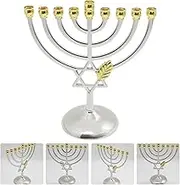 Hanukkah Menorah, Menorah Candle Holder 9 Branches for Hanukkah Tabletop Decor, Vintage Gold Metal Menorah for Home Decor Ornaments Table Centerpiece Display, Hanukkah