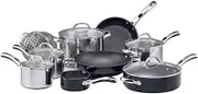 Raco Kitchen Essentials 9-Piece Cookware Set, Nonstick/Stainless Steel Induction Compatible, Pots and Pans Set, Dishwasher & Oven Safe, Black & Silver